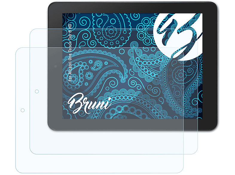 BRUNI Tab HD) Basics-Clear One 2x 8 Schutzfolie(für Touch Alcatel