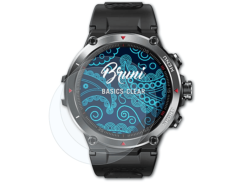 BRUNI 2x glasklare Displayschutz(für Zeblaze Stratos 2) | Smartwatch Schutzfolien & Gläser