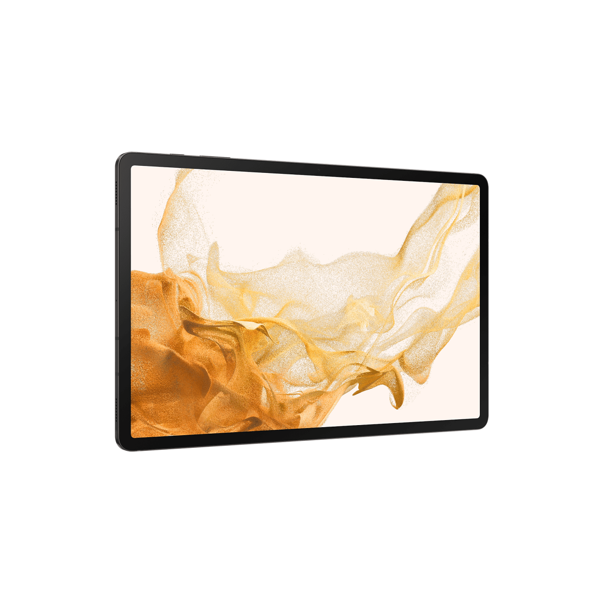 Una tableta con fondo beige y dorado.