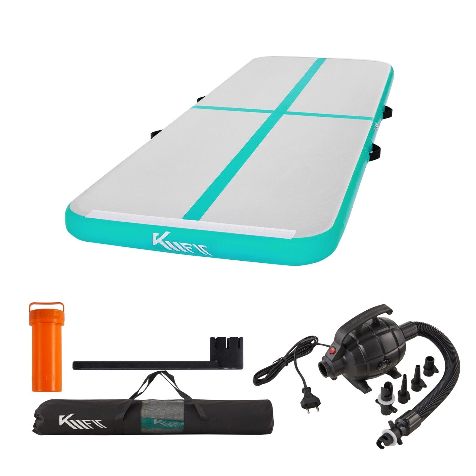 KM-FIT Aufblasbar Airtrack Turnmatte, Mint Grün 4 m