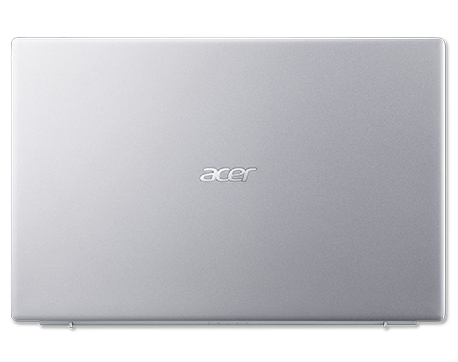 Silberner Acer Laptop, geschlossen, Logo sichtbar. Der Laptop ist rechteckig, mit abgerundeten Ecken.