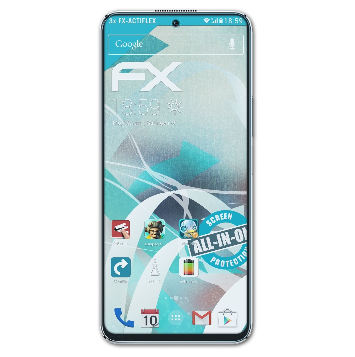 ATFOLIX 3x Displayschutz(für Play FX-ActiFleX Pro) Honor 6T