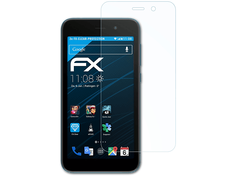 ATFOLIX 3x Y52) FX-Clear Wiko Displayschutz(für