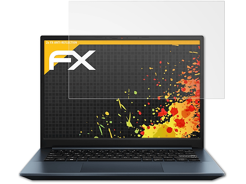 OLED Asus Vivobook Pro (M3401)) 2x FX-Antireflex ATFOLIX 14 Displayschutz(für