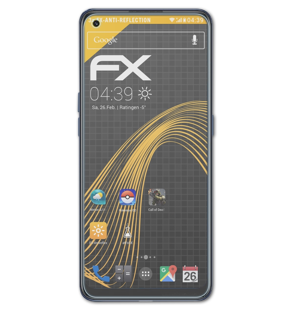 ATFOLIX 3x FX-Antireflex 5G) SE Reno Displayschutz(für Oppo 7