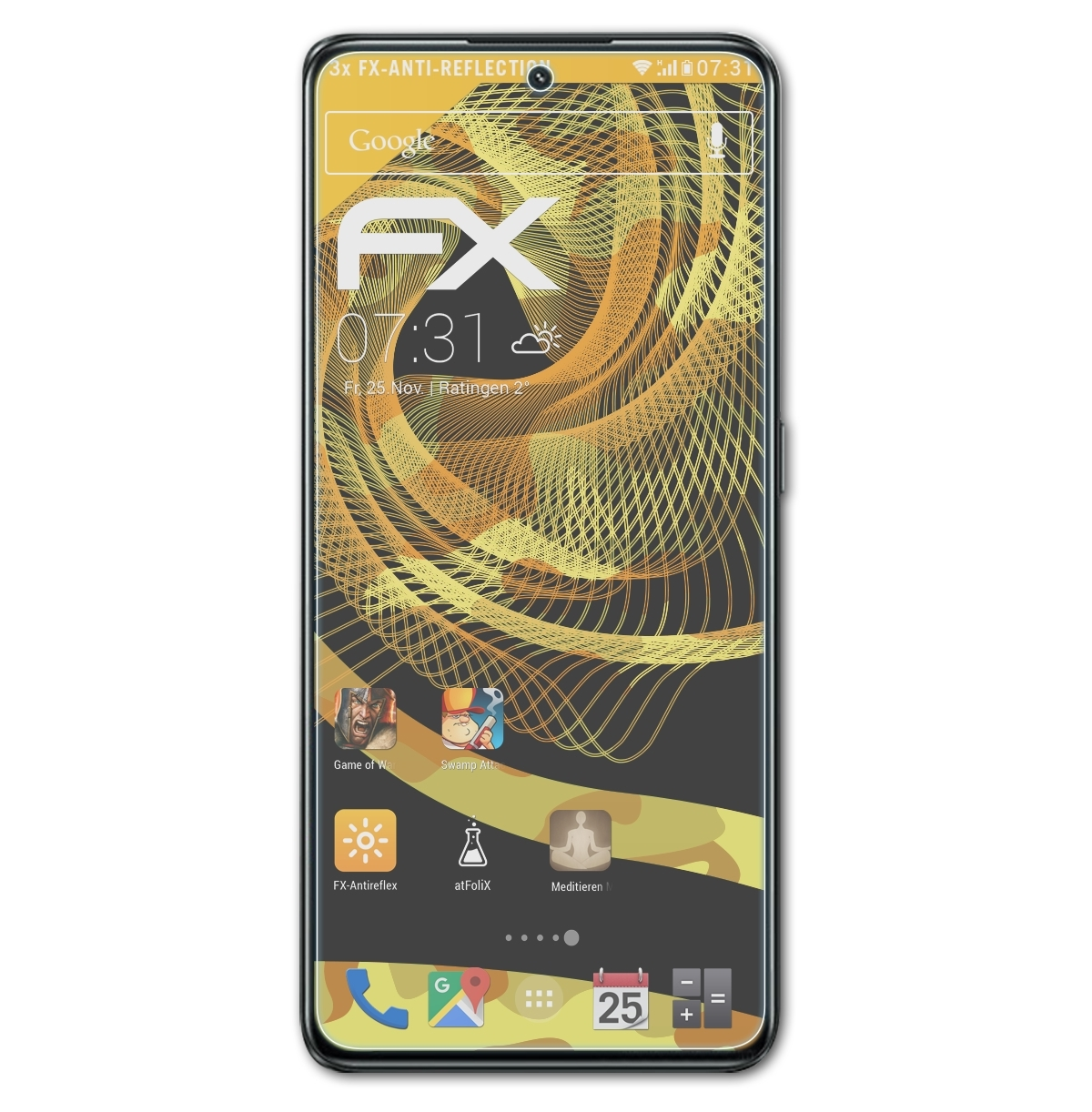 GT ATFOLIX 3) 3x Displayschutz(für Realme FX-Antireflex Neo