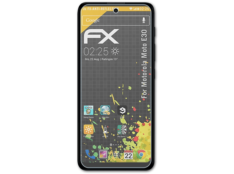 ATFOLIX 3x FX-Antireflex Motorola Displayschutz(für Moto E30)