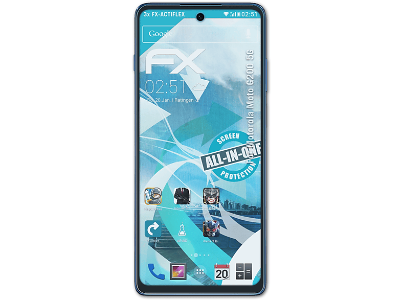 Moto 5G) ATFOLIX FX-ActiFleX 3x Displayschutz(für G200 Motorola