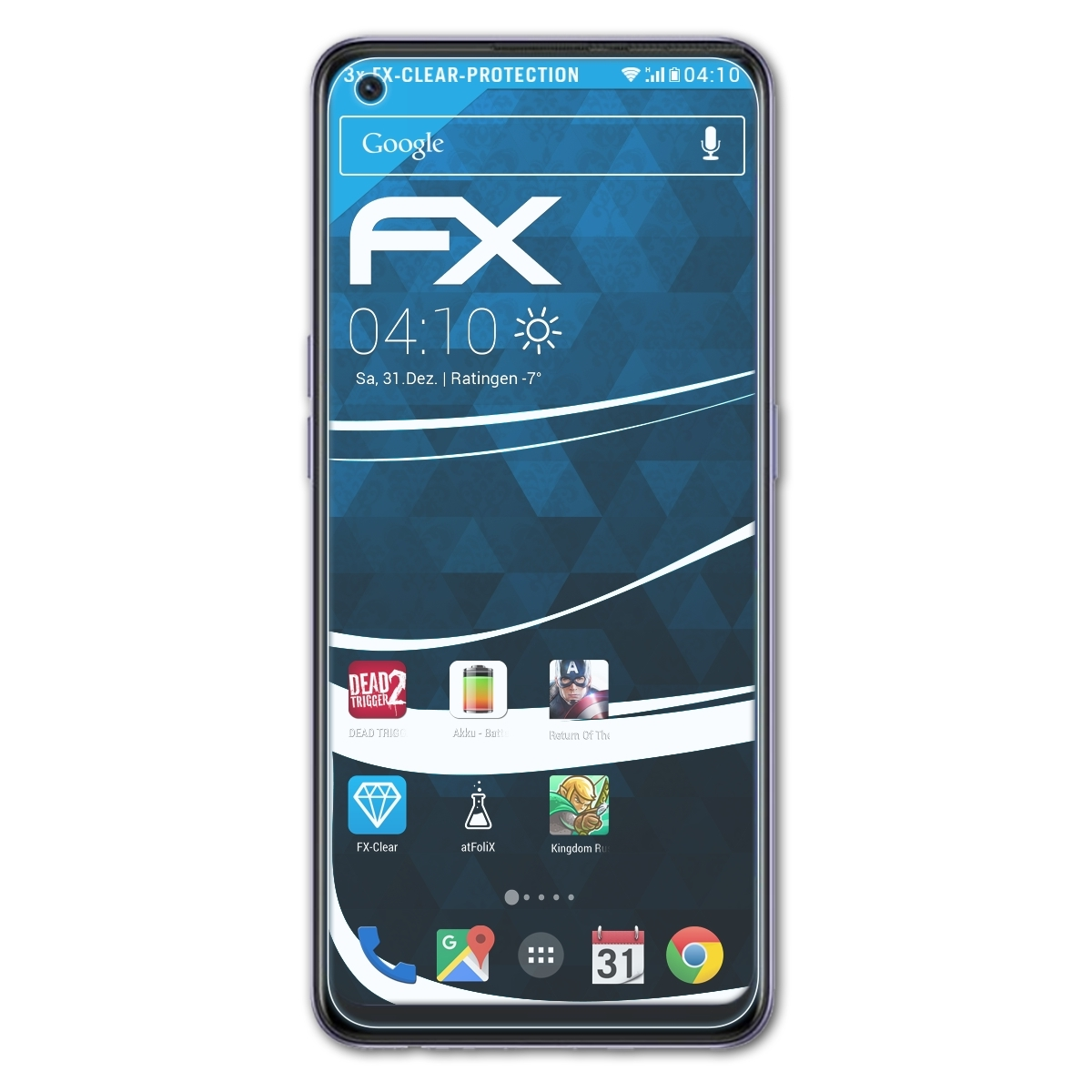 ATFOLIX 3x Oppo FX-Clear Reno6 Displayschutz(für Lite)