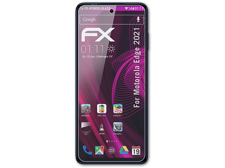 Premium ATFOLIX FX-Hybrid-Glass Schutzglas(für Motorola Edge (2021))