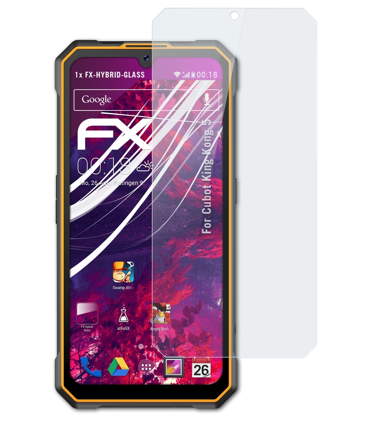 ATFOLIX FX-Hybrid-Glass Kong 5) King Schutzglas(für Cubot