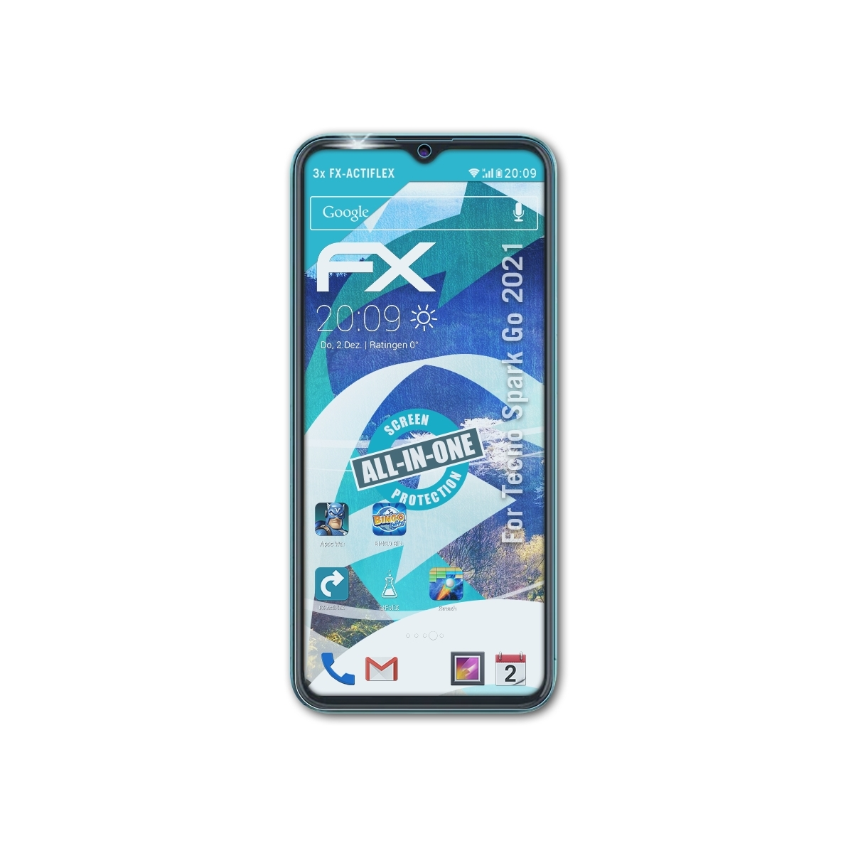 3x Spark Go (2021)) FX-ActiFleX Tecno Displayschutz(für ATFOLIX