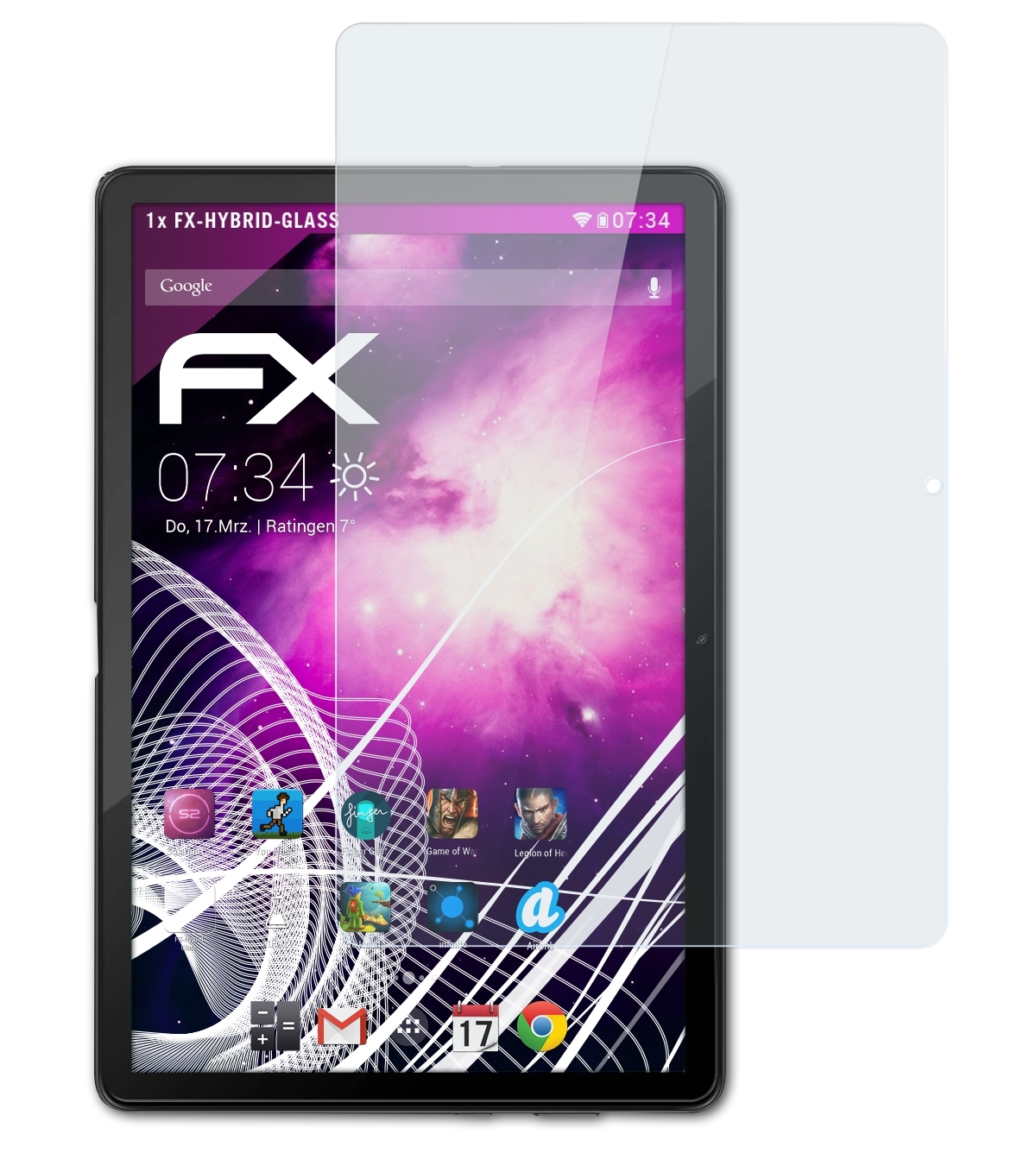ATFOLIX FX-Hybrid-Glass Pro) Blackview Tab 10 Schutzglas(für