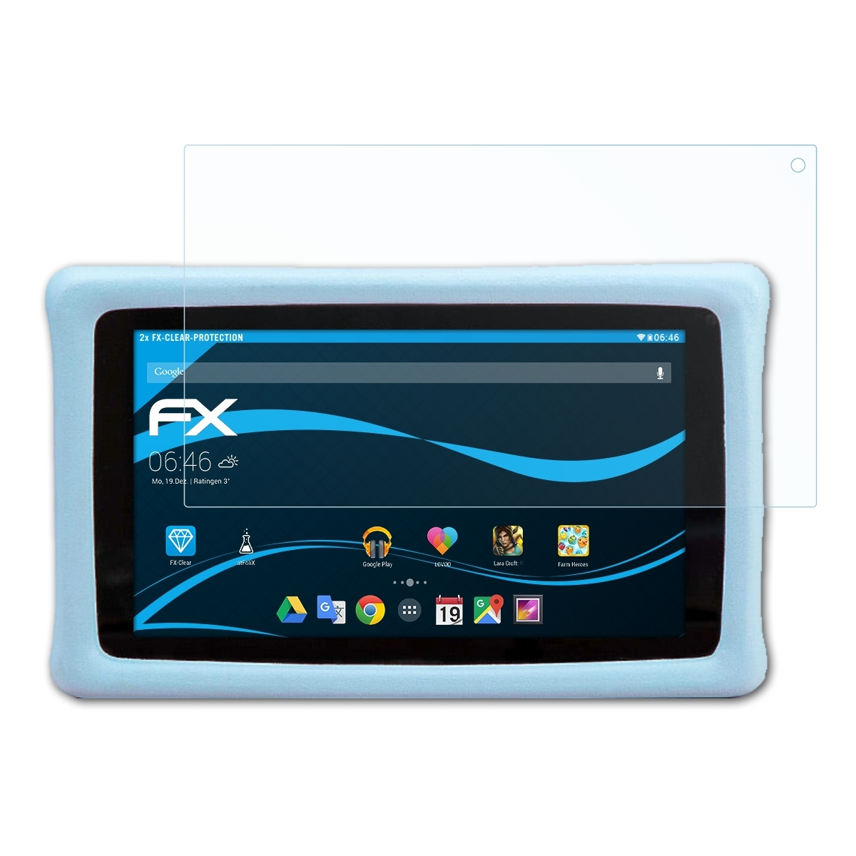 ATFOLIX FX-Clear Tablet) Kids 2x 2 Pebble Frozen Gear Displayschutz(für