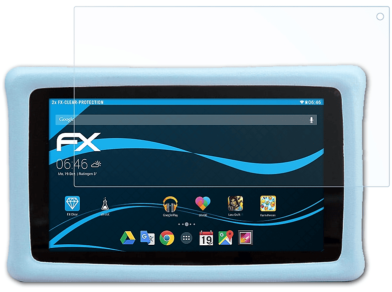 ATFOLIX FX-Clear Tablet) Kids 2x 2 Pebble Frozen Gear Displayschutz(für