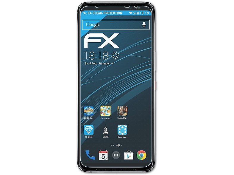 ATFOLIX 3x FX-Clear Displayschutz(für Asus ROG 5) Phone