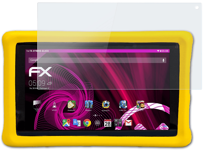 ATFOLIX FX-Hybrid-Glass Schutzglas(für Pebble Gear Toy Story 4 Kids Tablet)
