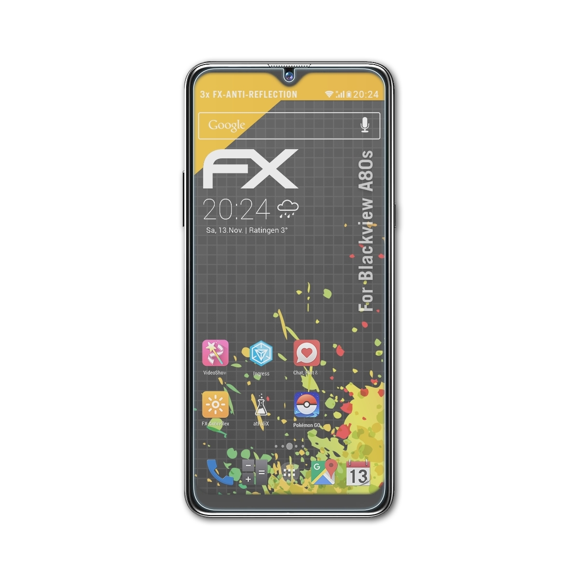 Displayschutz(für FX-Antireflex Blackview ATFOLIX A80s) 3x