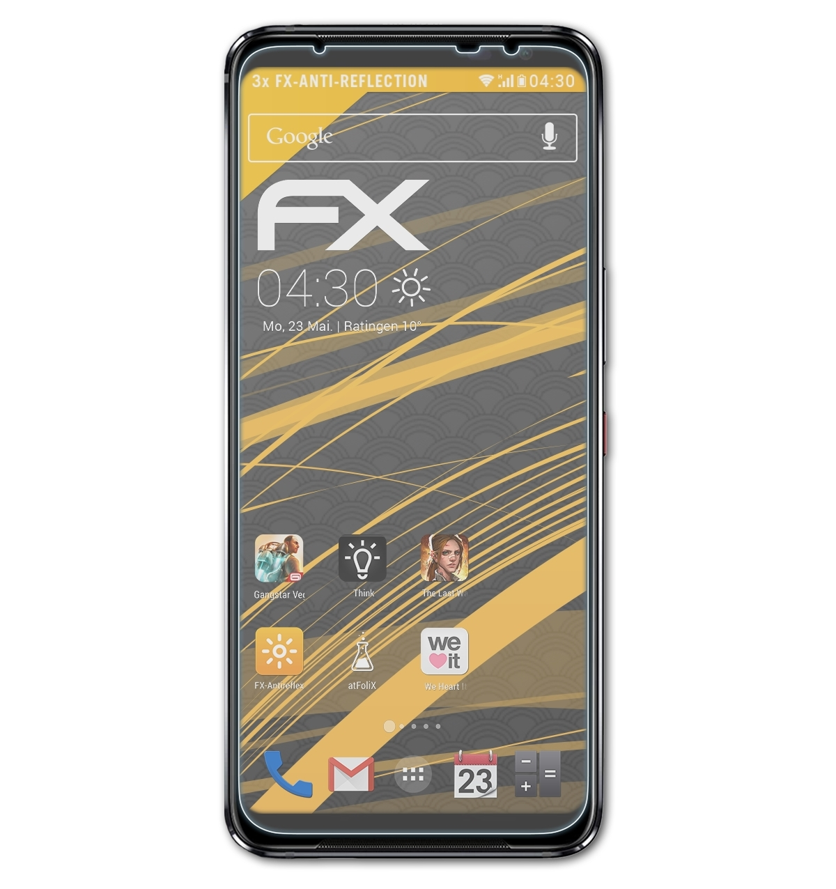 ATFOLIX 3x ROG Asus Phone Displayschutz(für 5) FX-Antireflex