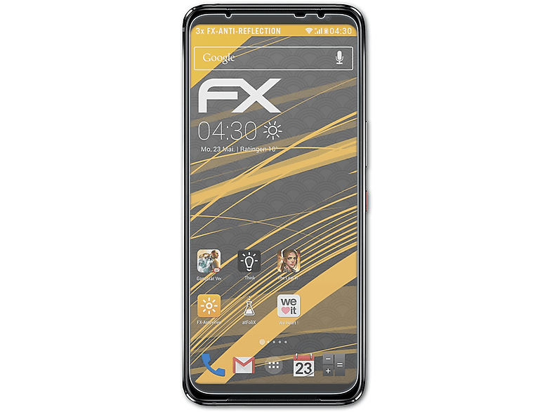 ATFOLIX 3x FX-Antireflex Displayschutz(für Asus ROG Phone 5)