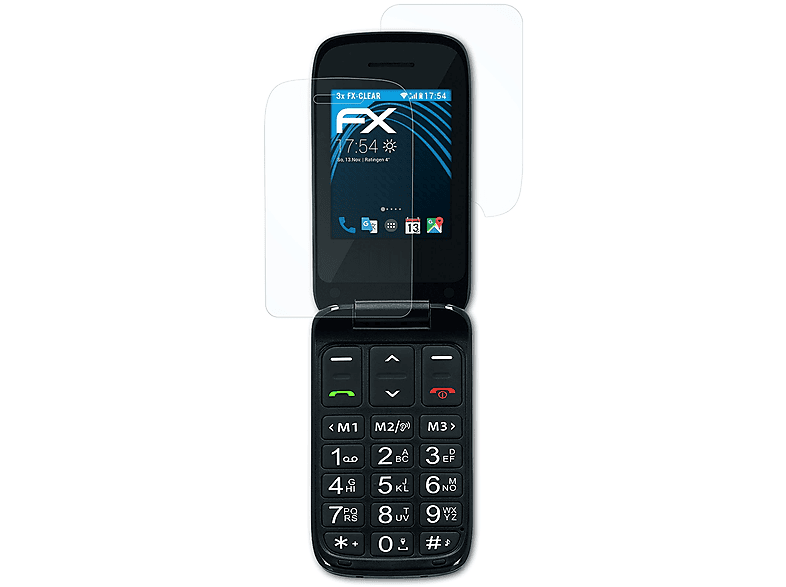 ATFOLIX 3x FX-Clear Displayschutz(für Technisat TechniPhone Isi 4)