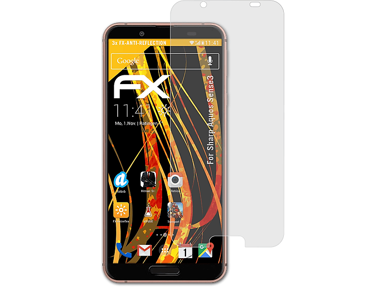 ATFOLIX 3x FX-Antireflex Displayschutz(für Sharp Aquos Sense3)