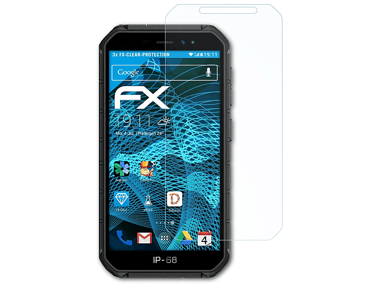 ATFOLIX 3x FX-Clear Displayschutz(für Ulefone Armor X7)