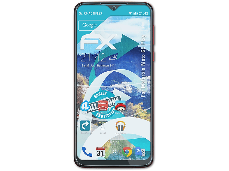 ATFOLIX 3x FX-ActiFleX Displayschutz(für Motorola Moto G8 Play)