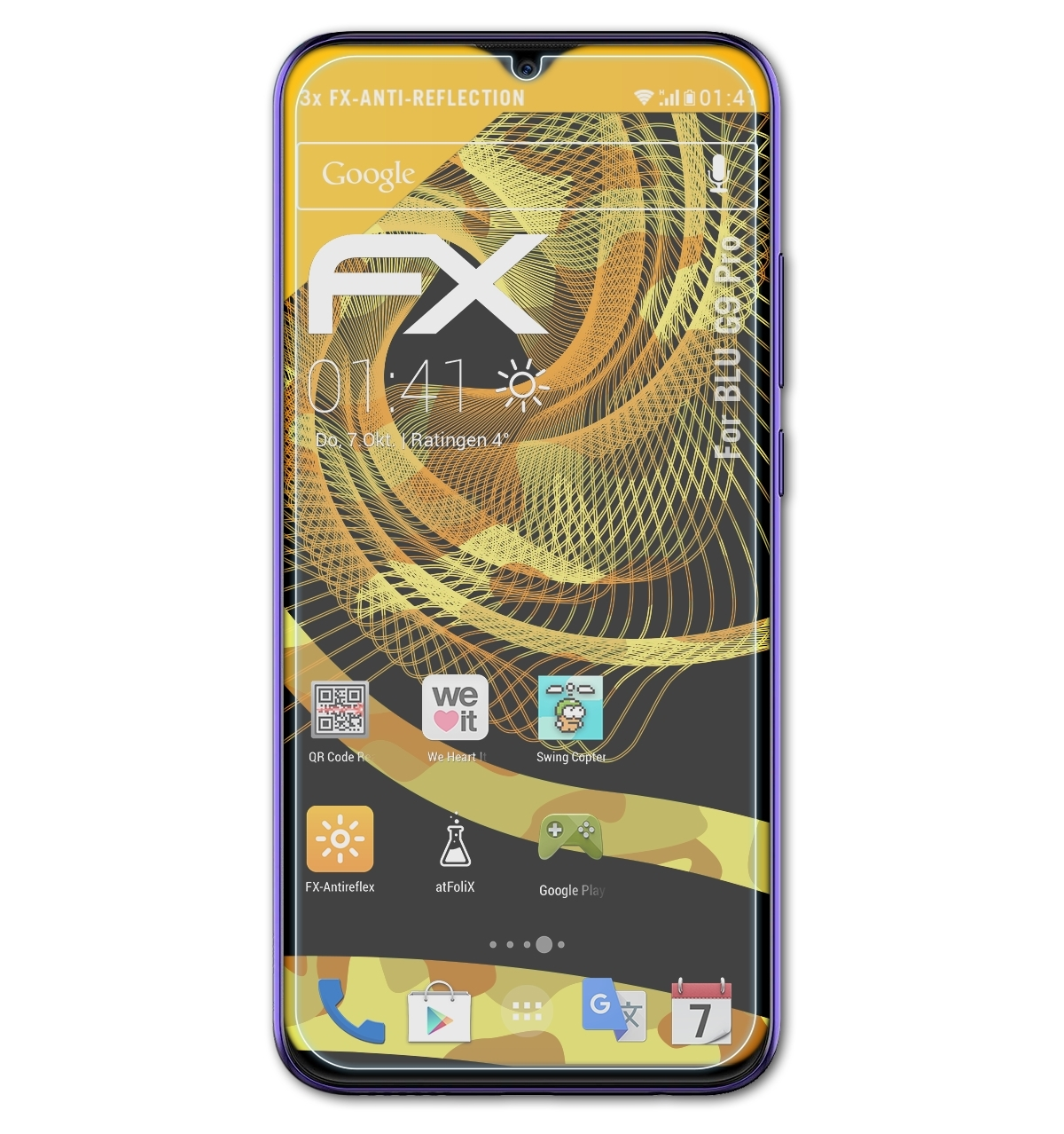 3x FX-Antireflex BLU G9 ATFOLIX Pro) Displayschutz(für