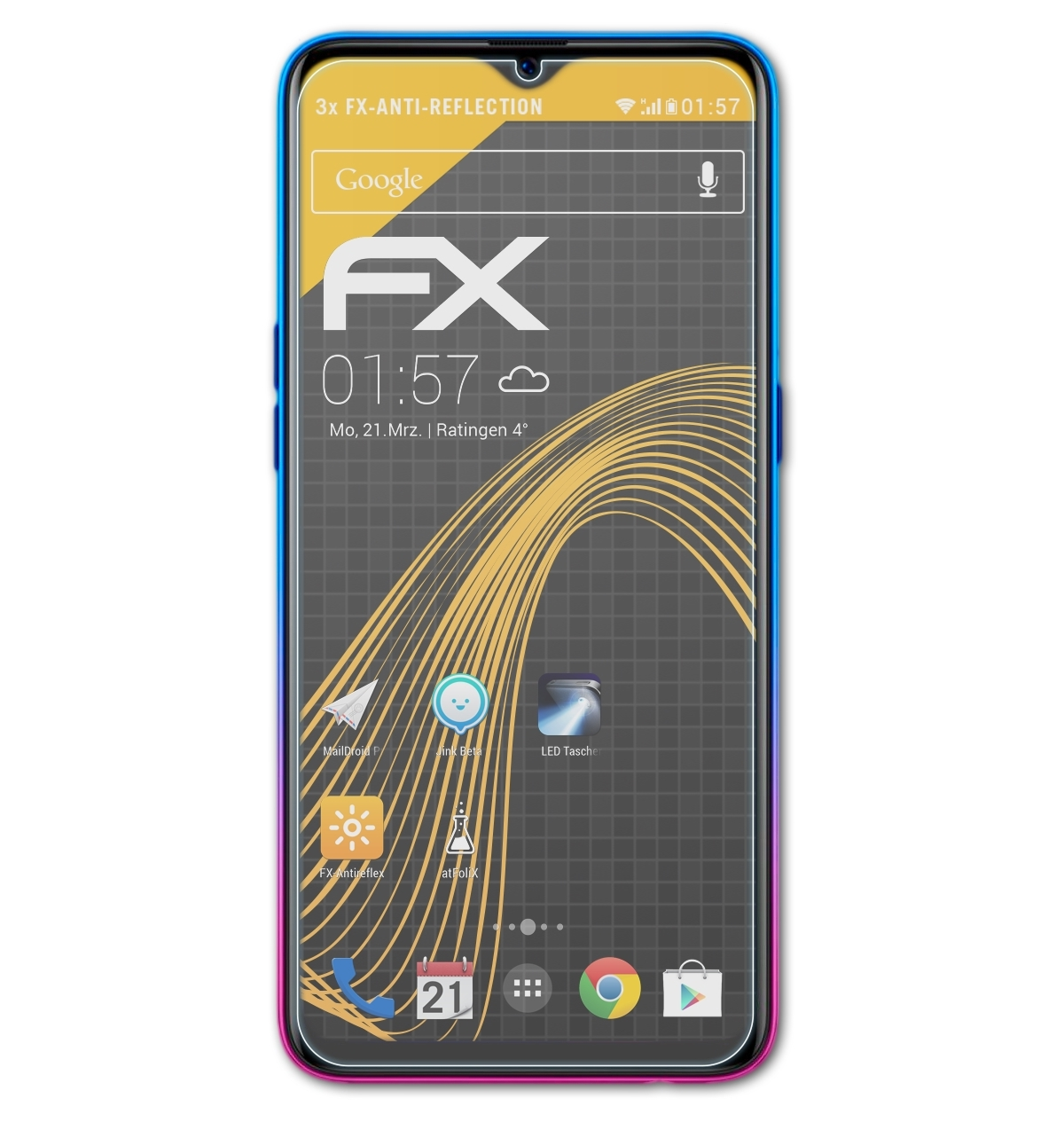 ATFOLIX 3x Neo) Displayschutz(für Oppo RX17 FX-Antireflex