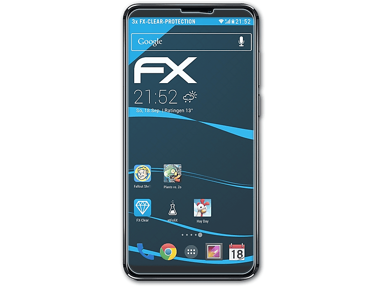 ATFOLIX 3x FX-Clear Displayschutz(für Note8) Meizu