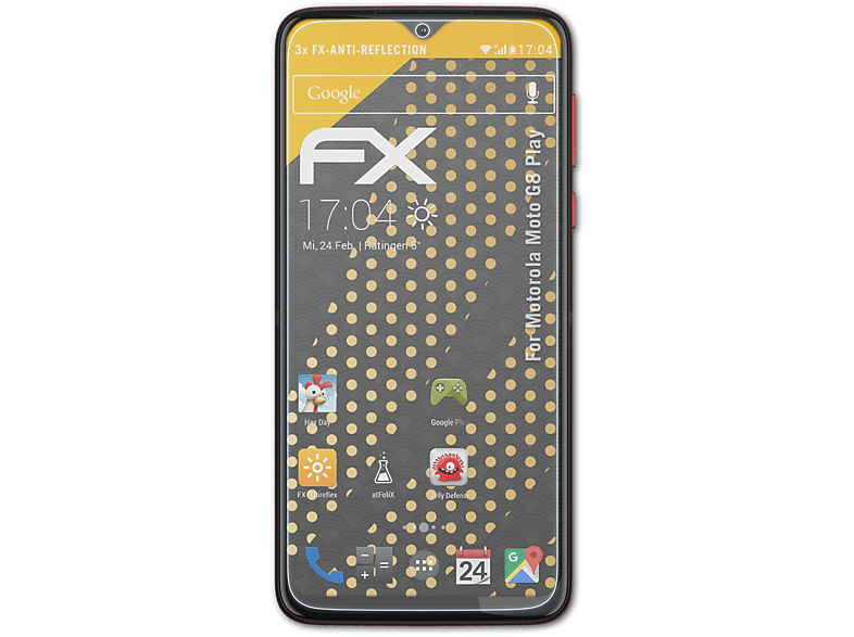 Displayschutz(für Motorola G8 ATFOLIX Moto 3x FX-Antireflex Play)