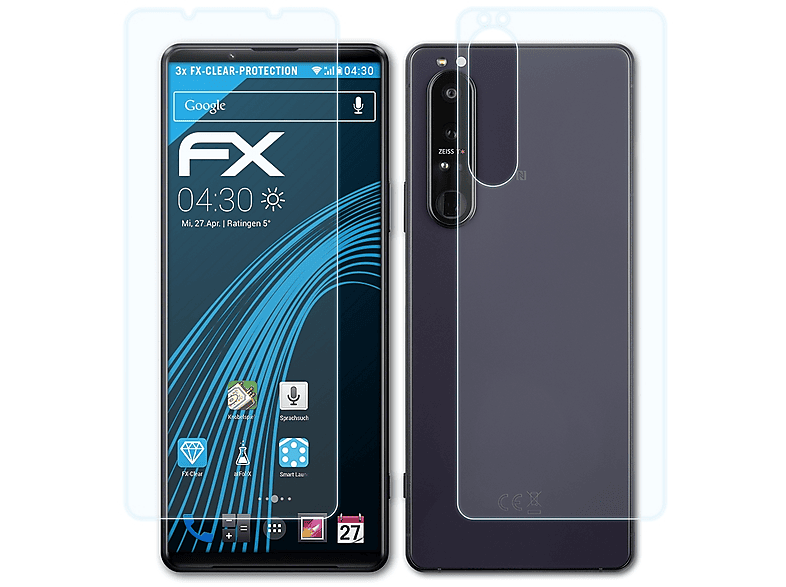 ATFOLIX 3x FX-Clear Displayschutz(für Sony Xperia 1 III)