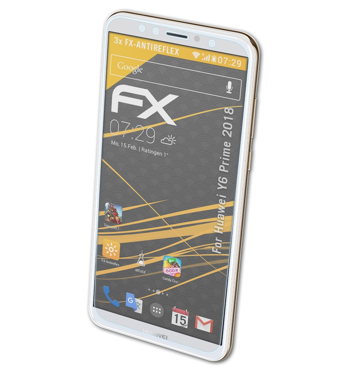 3x ATFOLIX 2018) FX-Antireflex Huawei Y6 Prime Displayschutz(für