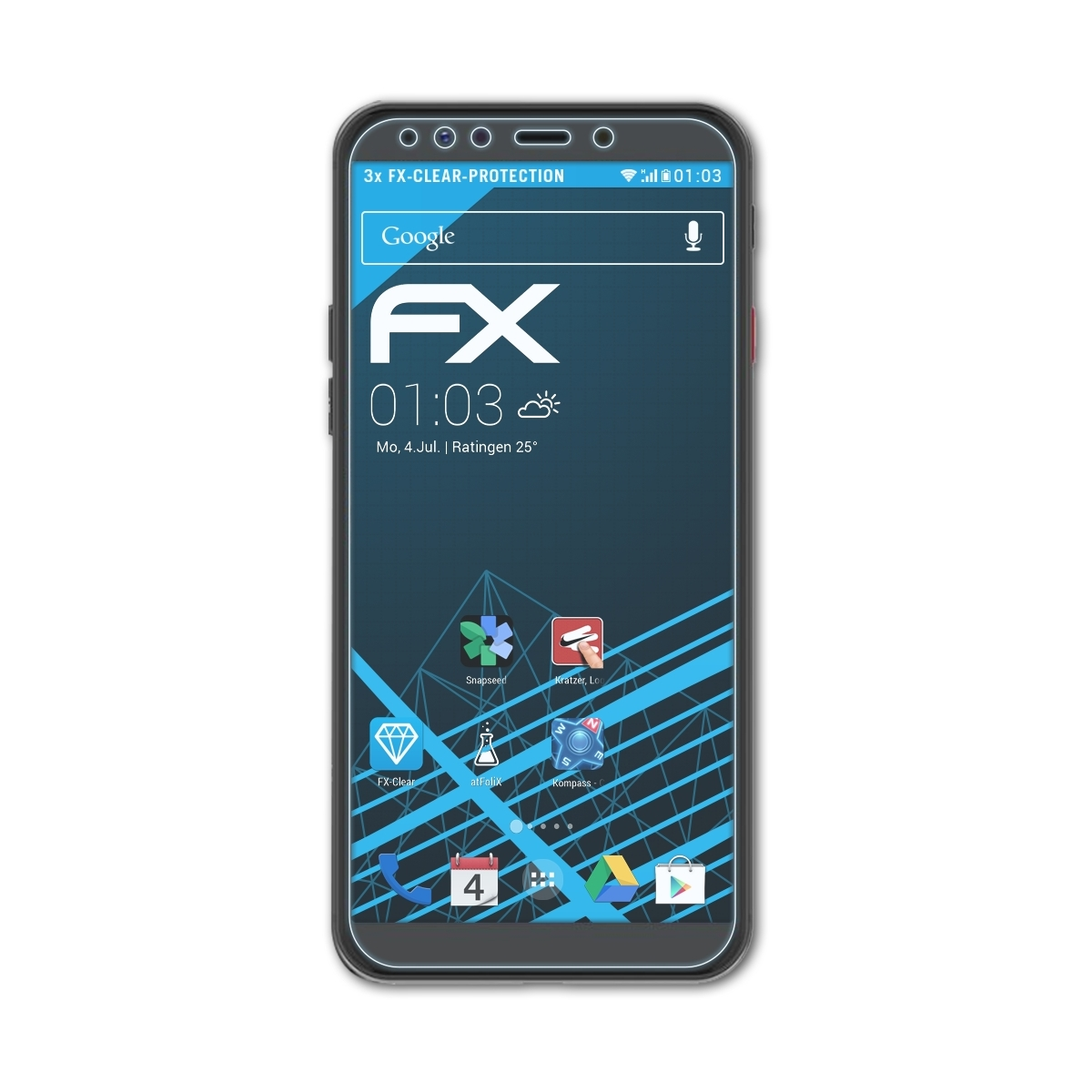 ATFOLIX 3x FX-Clear Displayschutz(für General-Mobile Pro) 9 GM