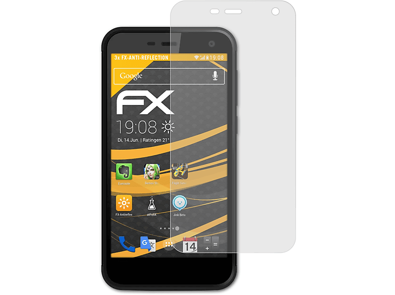 ATFOLIX 3x FX-Antireflex Displayschutz(für Energizer Hardcase H500S)