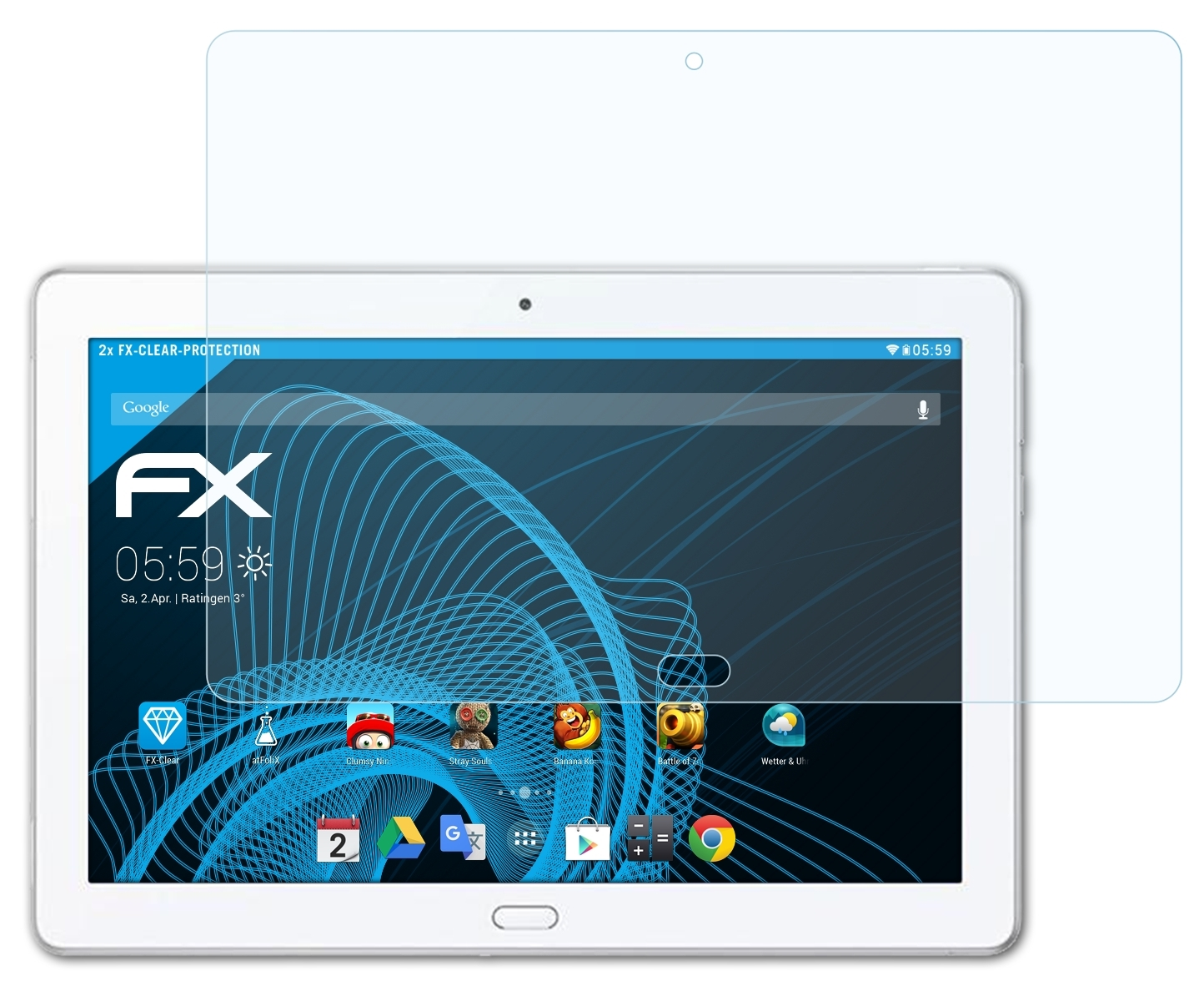 ATFOLIX 2x FX-Clear Displayschutz(für Huawei Inch)) Honor (10.1 WaterPlay