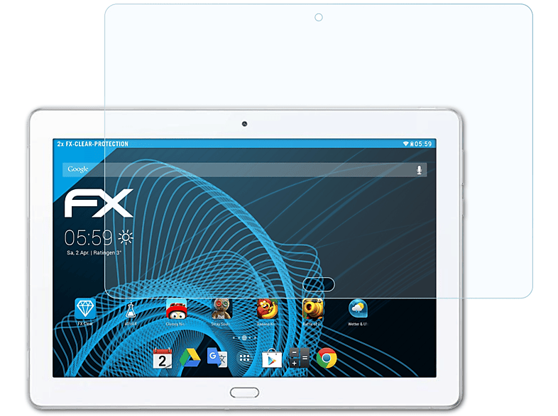 ATFOLIX 2x FX-Clear Displayschutz(für Huawei Honor WaterPlay (10.1 Inch))
