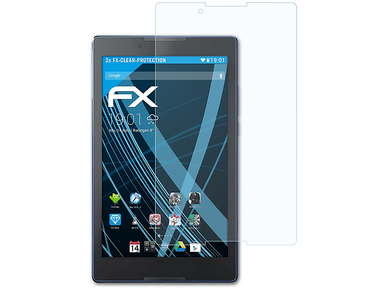 ATFOLIX 2x FX-Clear Displayschutz(für Lenovo IdeaTab 3 8)