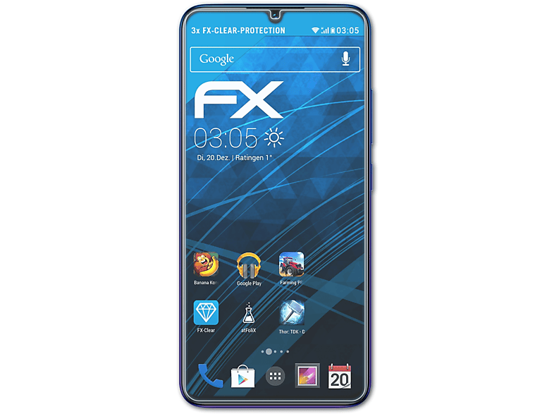 ATFOLIX 3x FX-Clear Displayschutz(für Vivo V11Pro)