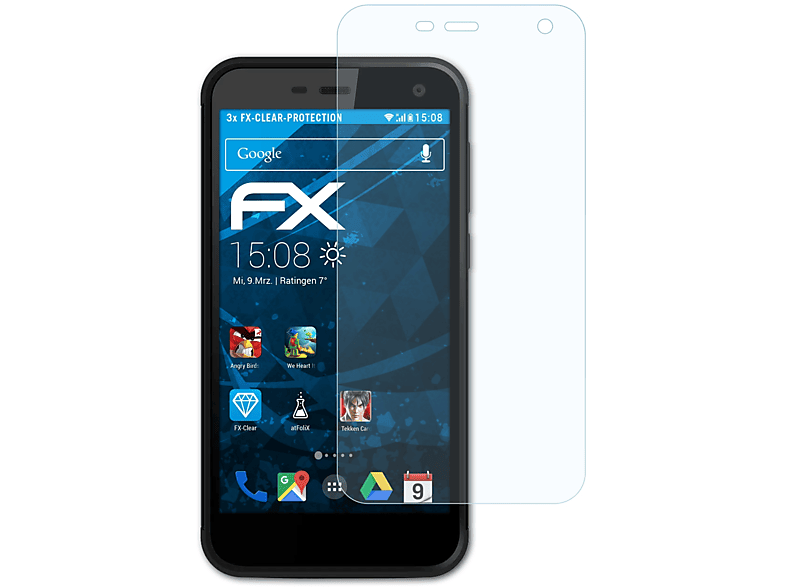 ATFOLIX 3x FX-Clear Hardcase Displayschutz(für Energizer H500S)