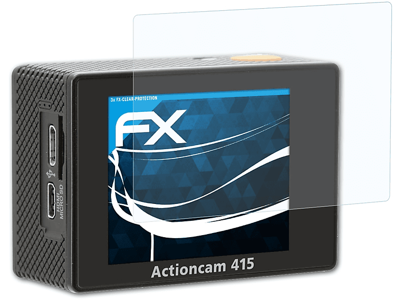ATFOLIX 3x FX-Clear Displayschutz(für Rollei Actioncam 415 / 425)