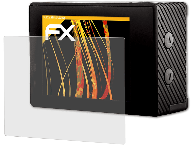 ATFOLIX 3x FX-Antireflex Displayschutz(für Easypix GoXtreme Black Hawk 4K)