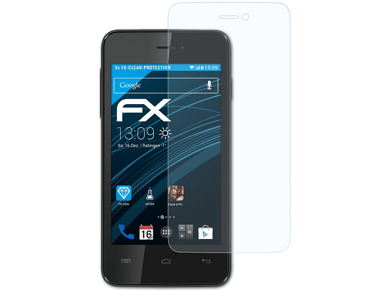 ATFOLIX 3x Displayschutz(für Kite) Wiko FX-Clear