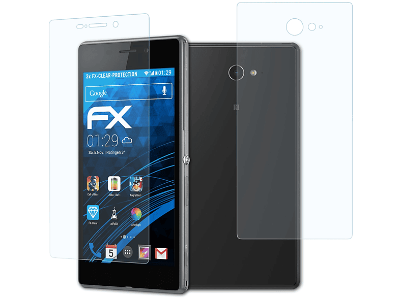 ATFOLIX 3x FX-Clear Displayschutz(für Sony Xperia M2 Aqua)