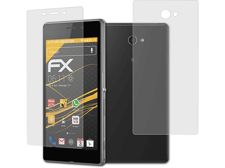 ATFOLIX 3x FX-Antireflex Displayschutz(für Sony Xperia M2 Aqua)
