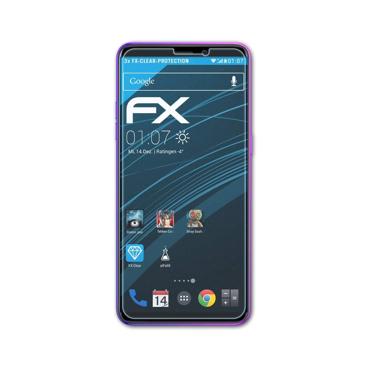 3x Power Ulefone FX-Clear Displayschutz(für 3L) ATFOLIX
