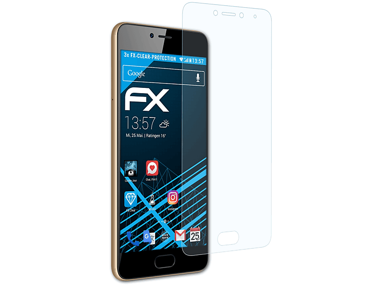 ATFOLIX 3x FX-Clear Displayschutz(für Meizu M5c)