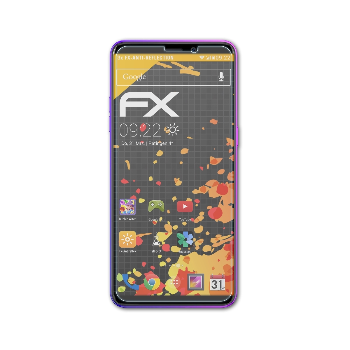ATFOLIX 3x FX-Antireflex Displayschutz(für 3L) Power Ulefone