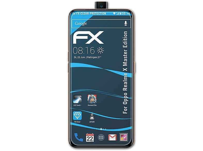 ATFOLIX 3x FX-Clear Displayschutz(für Oppo Realme X Master Edition)